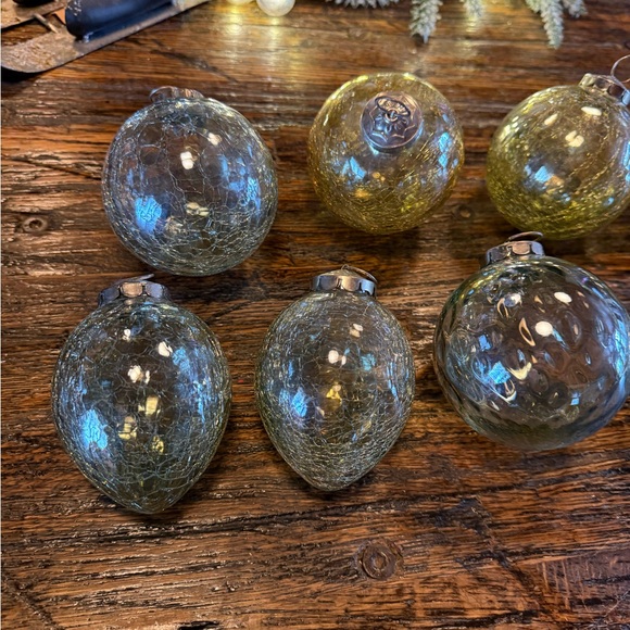 Mixed Lot Christmas Tree Kugel Style Elegant Crackle Glass Blown  Ornaments - Picture 7 of 15